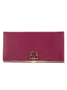 Salvatore Ferragamo Gancini Icona Vitello Continental Wallet Saffiano Leather